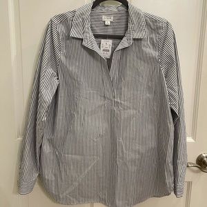 J. Crew Black and White Striped Blouse